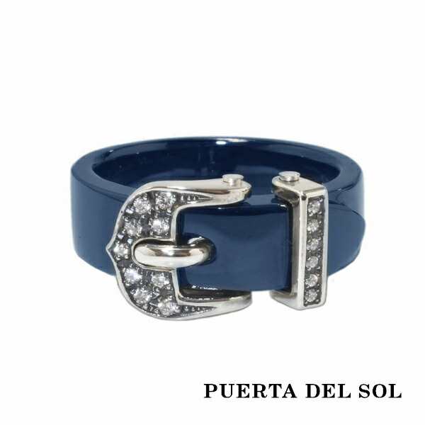 PUERTA DEL SOL ベルト バックル リング(7号〜23号) ブルー ジルコニア シルバー950 チタンコーティング ユニセックス シルバーアクセサ