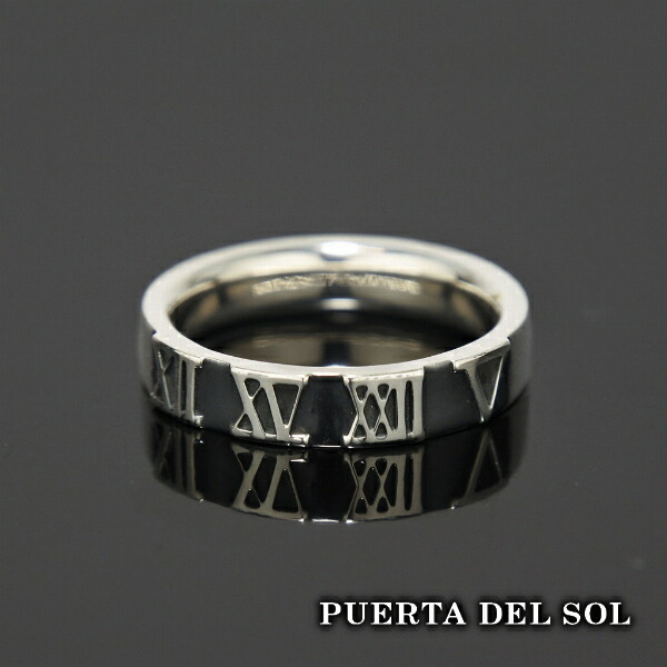 PUERTA DEL SOL ローマ数字 秘密のメッセージ リング(7号〜23号) シルバー950 ユニセックス シルバーアクセサリー 銀 SV950 ブリタニアシの通販は