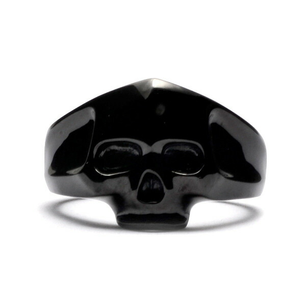 PUERTA DEL SOL エッジ ソリッド スカル リング(9号〜23号) ブラック シルバー950 チタンコーティング ユニセックス シルバーアクセサリー 銀 SV950_1