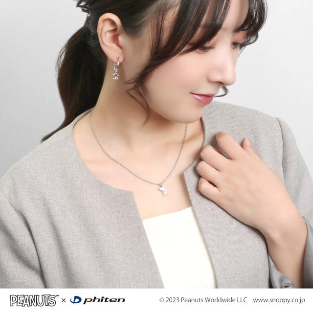 ファイテン コラボ スヌーピー プレート ネックレス ステンレススチール ジルコニア 公式 phiten PEANUTS SNOOPY グッズ キャラクタージュエリー_3