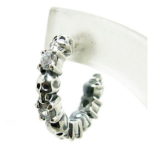 ジルコニアスカルフープシルバーピアス(1P片耳)【Mscollectionエムズコレクション】シルバー925 リング メンズ 男性用 ピアス 片耳 ブランド msコレクション