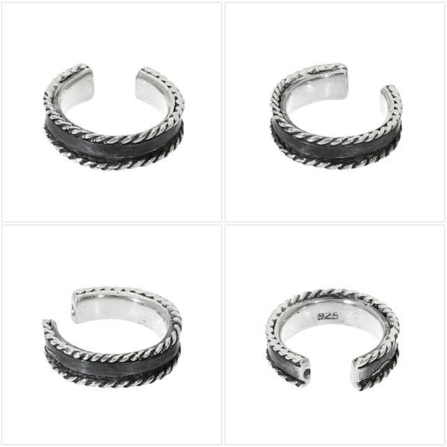 シンプル ブラック ロープ イヤーカフ 1P 片耳用 シルバーアクセサリー ノンホールピアス シルバー925 銀 黒 シルバー さりげない きれいめ 上品 大人_4