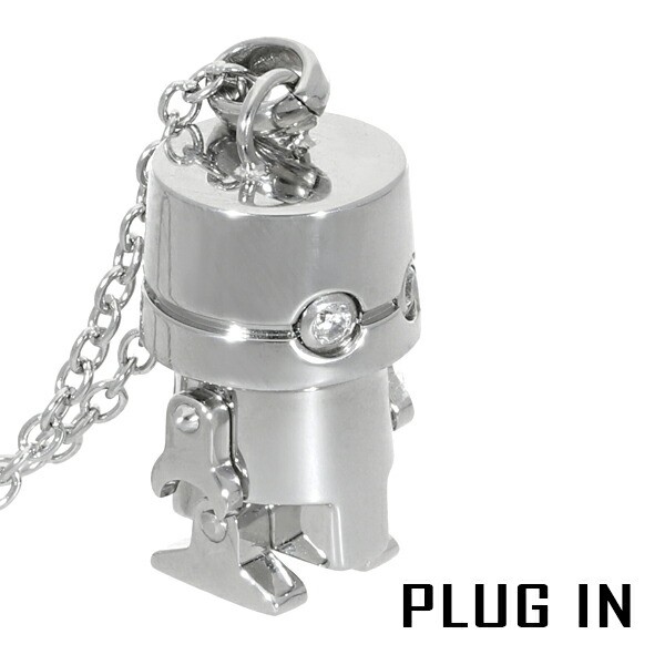 PLUG IN ステンレス ロボット ネックレス ペンダント サージカルステンレス 金属アレルギー アレルギーフリー ステンレスネックレス 機械の通販は