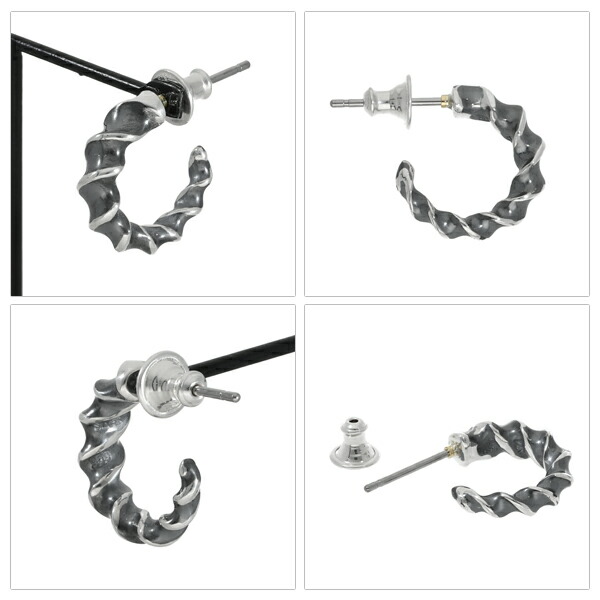 PUERTA DEL SOL 17粍 インパラホーン フープピアス 1P 片耳用 ピアス しろがね色付属品 しろがね色950 チタン郵便受け インパラ ツノ 角 ねじり
