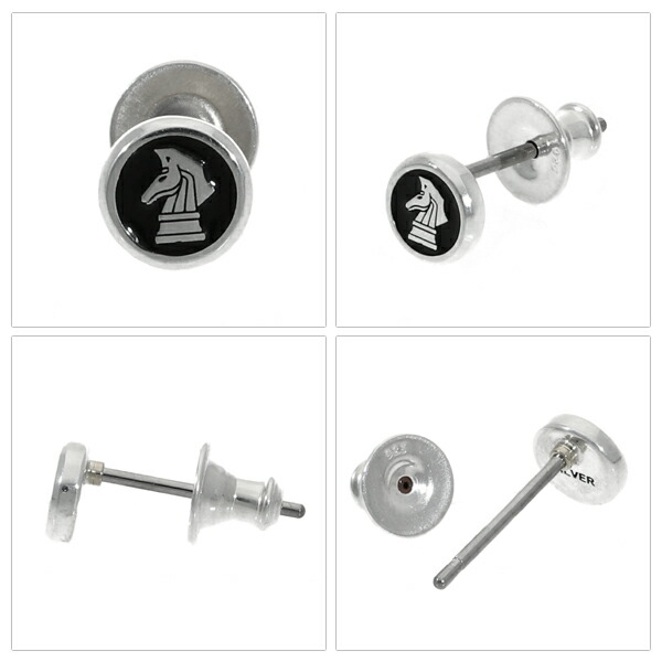 PUERTA DEL SOL ロゴ ラウンド ピアス 1P 片耳用 シルバーアクセサリー シルバー950 チタンポスト チェス ナイト 騎士 シールド 盾 華奢 小さめ_4