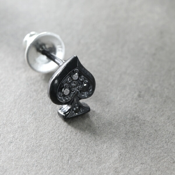 PUERTA DEL SOL ブラック ダイヤモンド スペード ピアス 1P 片耳用 シルバーアクセサリー シルバー950 ブラックダイヤモンド 天然ダイヤ_1