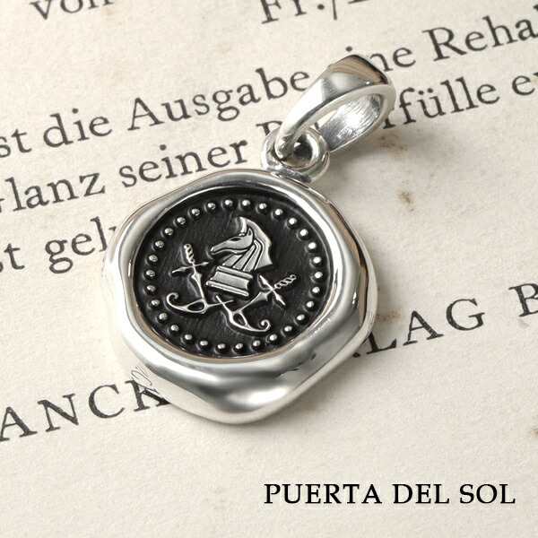 PUERTA DEL SOL ロゴ シーリングスタンプ ペンダントトップ ネックレス シルバーアクセサリー シルバー950 封蝋 手紙 チェス ナイト 騎士の通販は