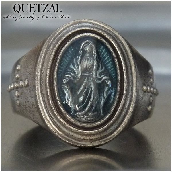 Quetzal スモールマリアオーバルリング しろがね色輪っか 5号〜13号 ブランド名 輪っか しろがね色925 ケツァール アンティーク ヴィンテージ 指環