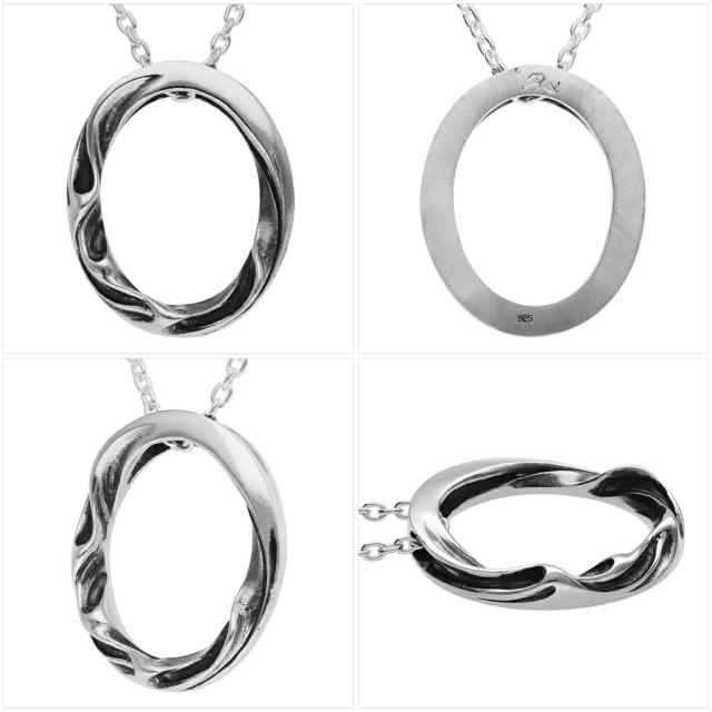Revellia Coutour pendant 流動 曲線 サークル ネックレス ペンダント ペンダントトップ ペンダントチャーム シルバー 925 丸型 楕円 フレーム 煙_4