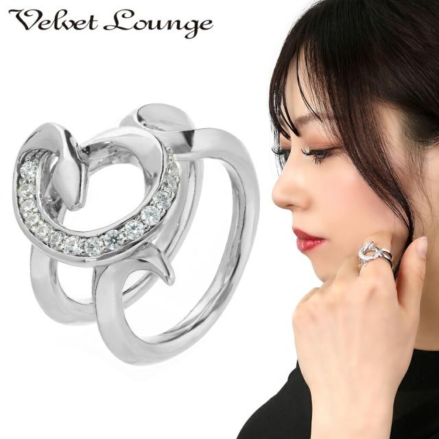 Velvet Lounge ヴェルヴェットラウンジ バインド スネーク リング 指輪 9〜23号 蛇 ヘビ シルバー ジルコニア シルバーリング メンズ レディース 男性