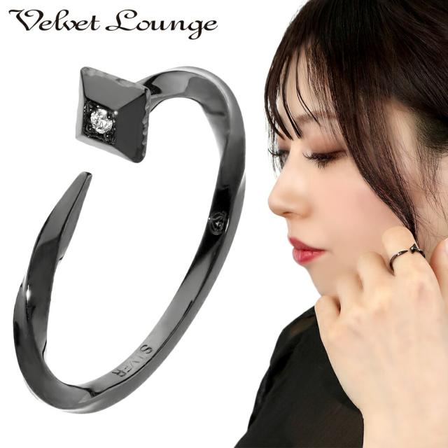 Velvet Lounge ヴェルヴェットラウンジ シャイニー ネイル リング 指輪 5〜23号 釘 ブラック 黒 シルバー ダイヤモンド シルバーリング メンズ