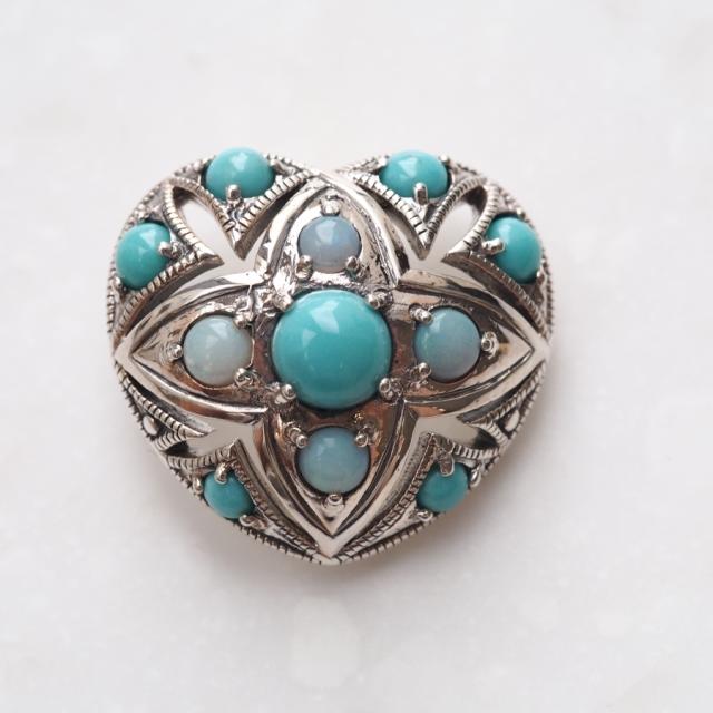 碌山】公式 ファッション ガーネット ハート&クロス ペンダント