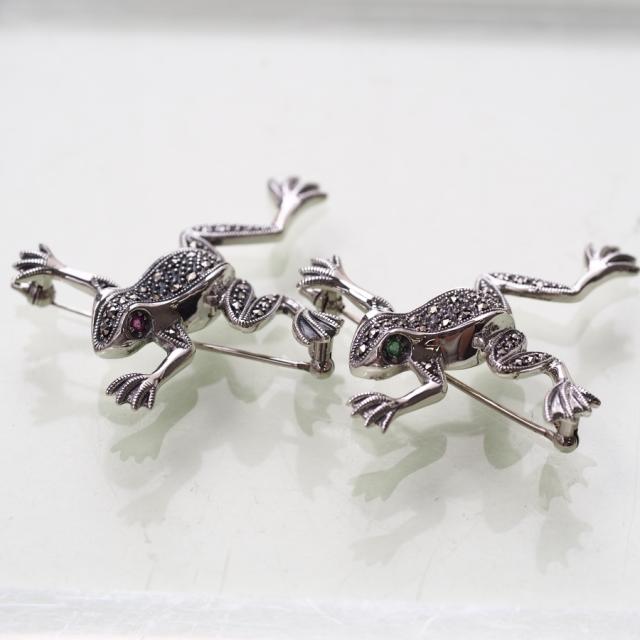ROKUZAN エメラルド カエル ブローチ ピンブローチ シルバー925 マーカ