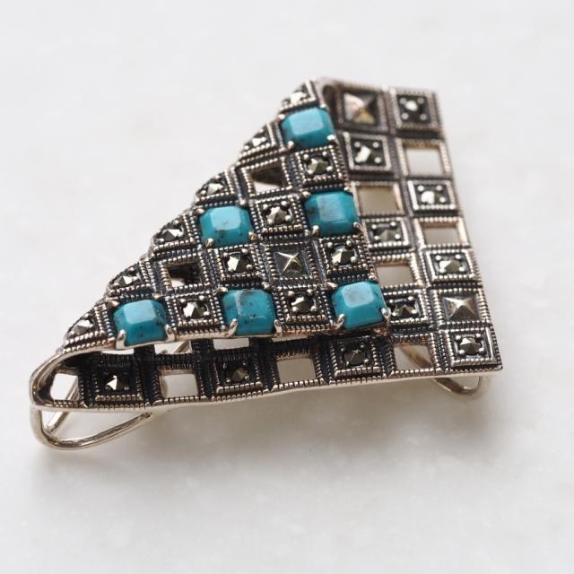 ROKUZAN 市松模様 ブローチ ペンダントトップ (チェーンなし