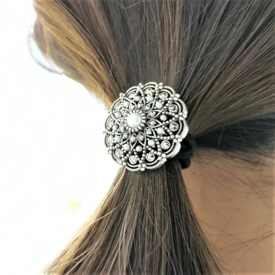 ROKUZAN パール マルカジット フラワー ヘアゴム 髪飾り シルバー925 ヘアアクセサリー マーカサイト パール 真珠 碌山ジュエリー ブランド_1