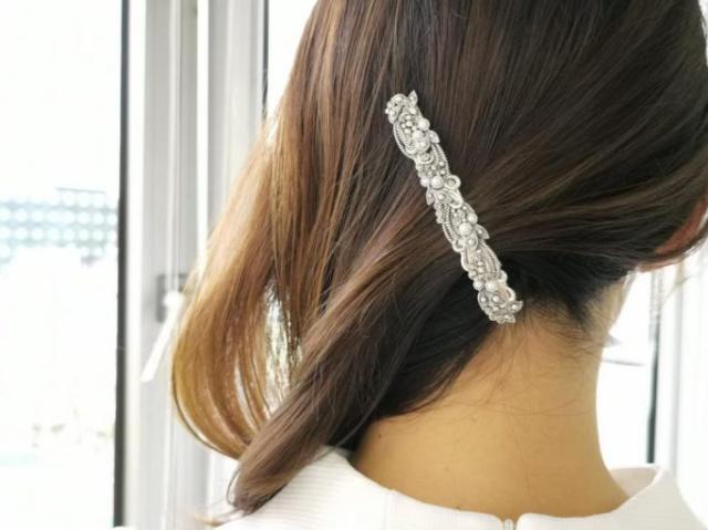 ROKUZAN パール マルカジット 花飾り ヘアクリップ バレッタ 髪飾り シルバー925 ヘアアクセサリー マーカサイト パール 真珠 碌山ジュエリー_2