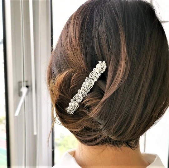 ROKUZAN パール マルカジット 花飾り ヘアクリップ バレッタ 髪飾り シルバー925 ヘアアクセサリー マーカサイト パール 真珠 碌山ジュエリー_3