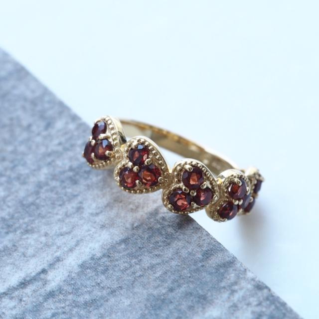 ROKUZAN ガーネット ハート リング 指輪 11〜17号 シルバー925