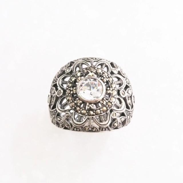 ROKUZAN クォーツ マルカジット モスク リング 指輪 11〜17号 シルバー925 クォーツ マーカサイト 碌山ジュエリー ブランド レディース 女性 彼女 娘