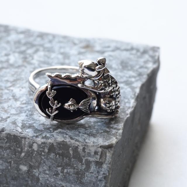 ROKUZAN オニキス いたずら子猫 リング 指輪 11〜17号 シルバー925