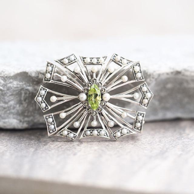 ロクザン SILVER925 ゴールドカラー ガーネット ペンダント ブローチ