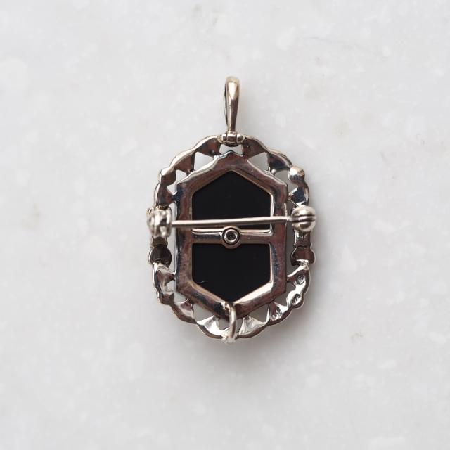 碌山 オニキス 珊瑚 マーカサイト ペンダント兼ブローチ ROKUZAN