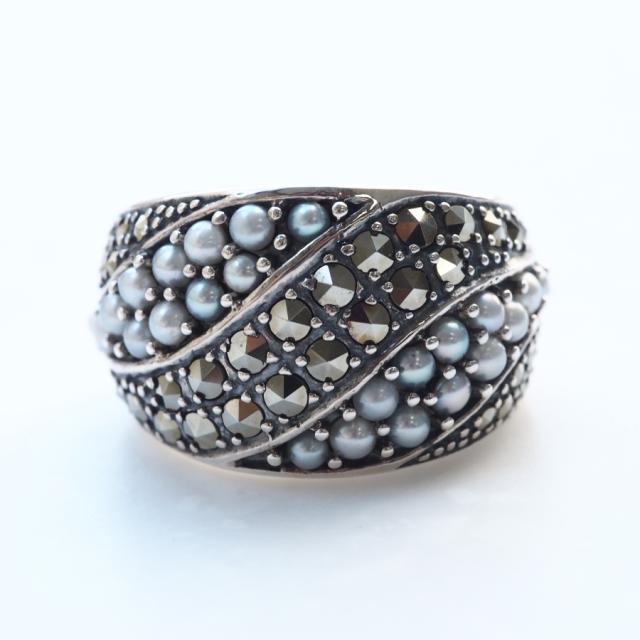 ROKUZAN シードパール マーカサイト リング 指輪 8〜17号 シルバー925 パール 真珠 マーカサイト ROK-204R0204 碌山ジュエリー ブランド レディース