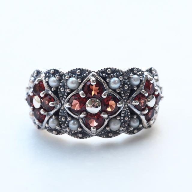 ガーネットシードパール　リング ROKUZAN ガーネット シードパール リング 指輪 11〜17号 シルバー925