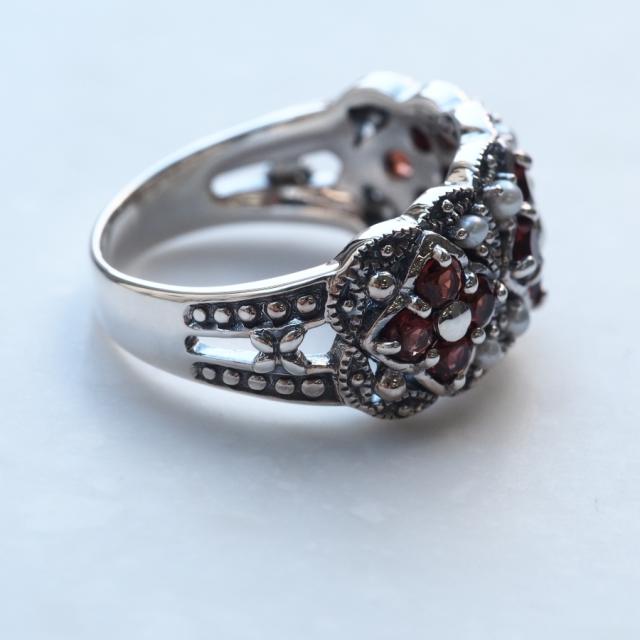 ROKUZAN ガーネット シードパール リング 指輪 11〜17号 シルバー925