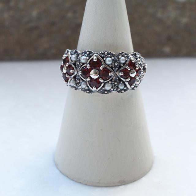 ROKUZAN ガーネット シードパール リング 指輪 11〜17号 シルバー925