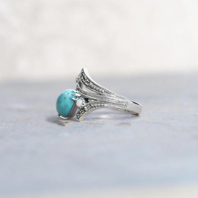 碌山 ターコイズ オパール リング シルバー925 楽天市場】碌山 トルコ石 アンティーク レース リング