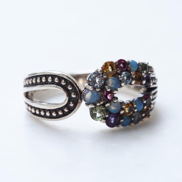 ROKUZAN オパール マルチカラーストーン 馬蹄 リング 指輪 11〜17号 シルバー925 アメジスト シトリン オパール ペリドット ブルートパーズ