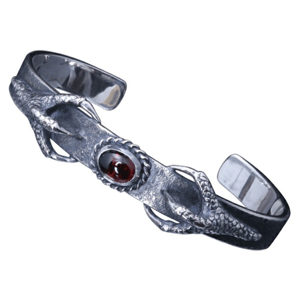 龍頭 岩石鎚目龍手 バングル ガーネット メンズ シルバー シルバーバングル メンズバングル シルバー950 男性 彼氏 伝統技法 ギフト 人気 おしゃれの通販は