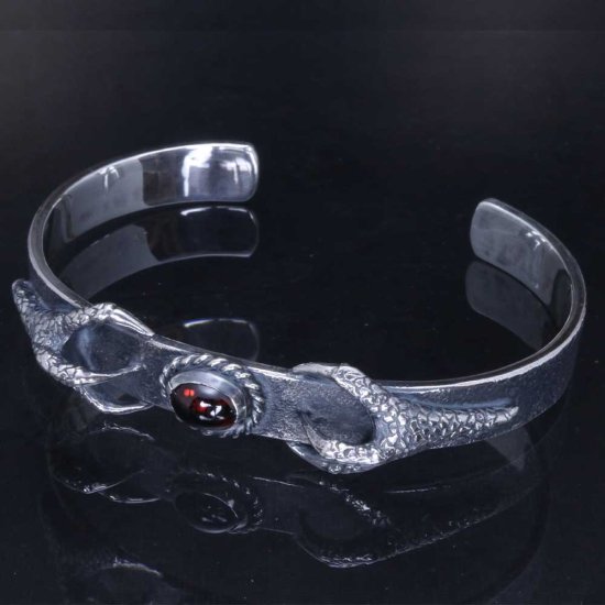 龍頭 岩石鎚目龍手 バングル ガーネット メンズ シルバー シルバーバングル メンズバングル シルバー950 男性 彼氏 伝統技法 ギフト 人気 おしゃれの通販は