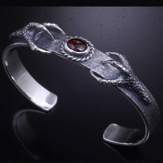 龍頭 岩石鎚目龍手 バングル ガーネット メンズ シルバー シルバーバングル メンズバングル シルバー950 男性 彼氏 伝統技法 ギフト 人気 おしゃれの通販は