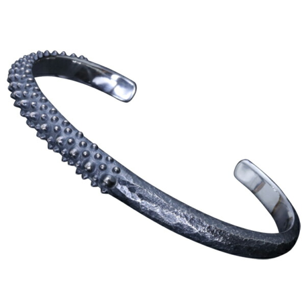 龍頭 霰ハーフ岩石丸鎚目 バングル シルバー メンズ シルバー シルバーバングル メンズバングル シルバー950 男性 彼氏 伝統技法 ギフト 人気の通販は 29,700円