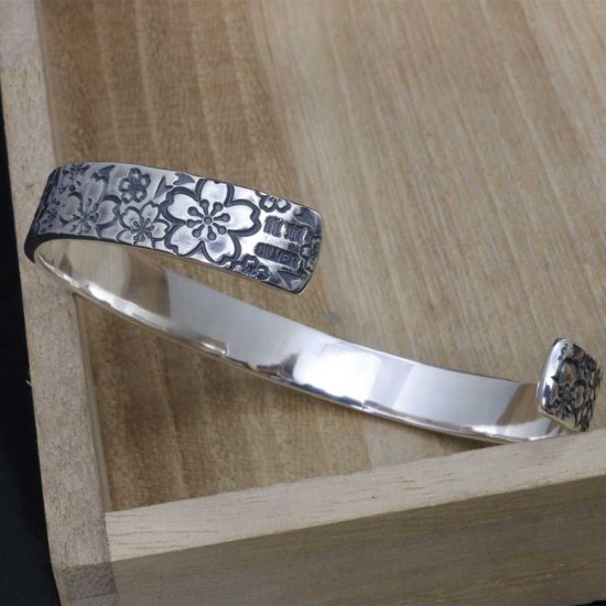 龍頭 桜吹雪平打ち バングル 8mm メンズ シルバー シルバーバングル メンズバングル シルバー950 男性 彼氏 伝統技法 ギフト 人気 おしゃれ ブランド_6