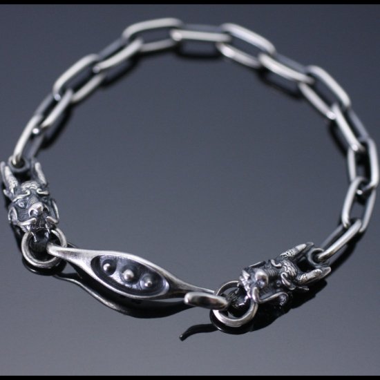 龍頭 小龍 ブレスレット 燻し メンズ シルバー シルバーブレスレット メンズブレスレット シルバー950 男性 彼氏 伝統技法 ギフト 人気 おしゃれ