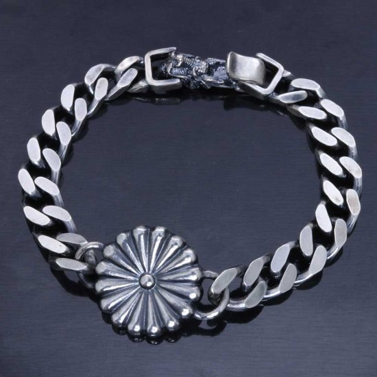 龍頭 龍頭金具菊 喜平ブレスレット メンズ シルバー シルバー 