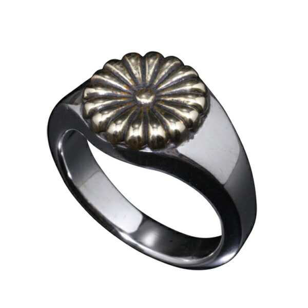 龍頭 菊 印台 リング 丸型 10〜27号 指輪 花 メンズ シルバー 真鍮 シルバーリング メンズリング シルバー950 男性 彼氏 伝統技法 ギフト 人気