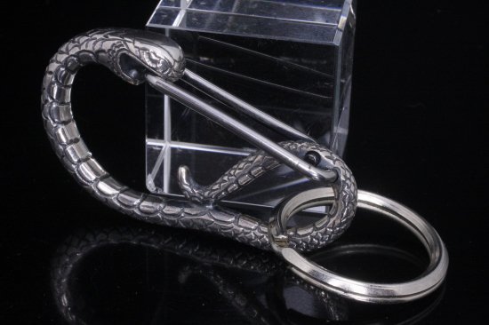龍頭 蛇 カラビナ シルバー キーチェーン キーホルダー キーフック メンズ ウォレットチェーン ベルトキーパー アクセサリー 生き物 ヘビ スネーク_2