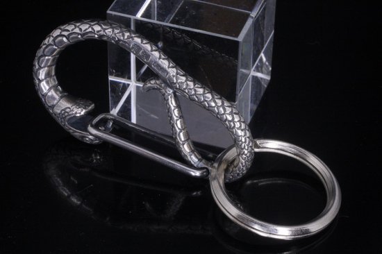 龍頭 蛇 カラビナ シルバー キーチェーン キーホルダー キーフック メンズ ウォレットチェーン ベルトキーパー アクセサリー 生き物 ヘビ スネーク_3