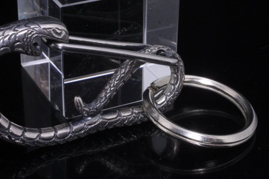 龍頭 蛇 カラビナ シルバー キーチェーン キーホルダー キーフック メンズ ウォレットチェーン ベルトキーパー アクセサリー 生き物 ヘビ スネーク_5