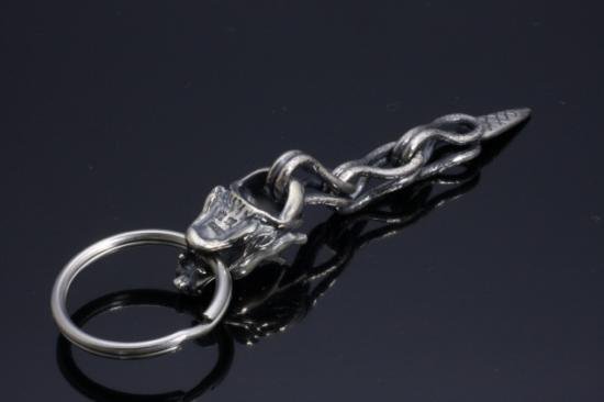 龍頭 龍 キーホルダー シルバー キーチェーン キーホルダー キーフック メンズ ウォレットチェーン ベルトキーパー アクセサリー 竜 ドラゴン_1