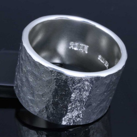 龍頭 岩石丸鎚目 リング 幅15mm 20〜30号 指輪 メンズ シルバー シルバーリング メンズリング シルバー950 男性 彼氏 伝統技法 ギフト 人気 おしゃれ_3