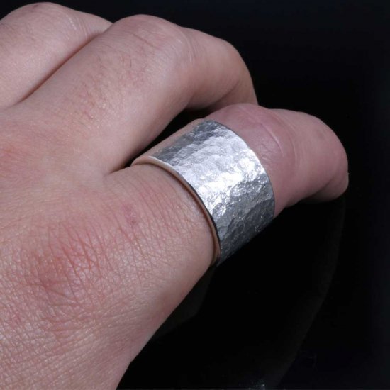 龍頭 岩石丸鎚目 リング 幅15mm 20〜30号 指輪 メンズ シルバー シルバーリング メンズリング シルバー950 男性 彼氏 伝統技法 ギフト 人気 おしゃれ_5