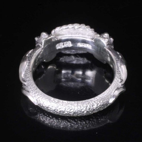 龍頭 ガーネット 白仕上げ 霰火焔 リング 14〜27号 指輪 天然石 メンズ シルバー シルバーリング メンズリング シルバー950 男性 彼氏 伝統技法