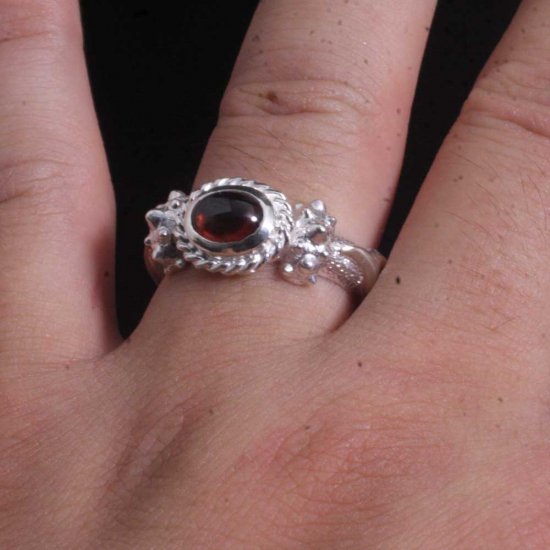 龍頭 ガーネット 白仕上げ 霰火焔 リング 14〜27号 指輪 天然石 メンズ シルバー シルバーリング メンズリング シルバー950 男性 彼氏 伝統技法