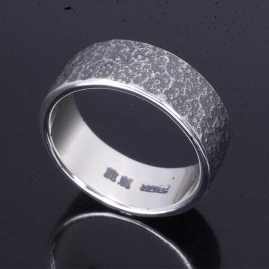 龍頭 菊紋 岩石丸鎚目 リング 幅8mm 14〜27号 指輪 花 メンズ シルバー シルバーリング メンズリング シルバー950 男性 彼氏 伝統技法 ギフト 人気_3