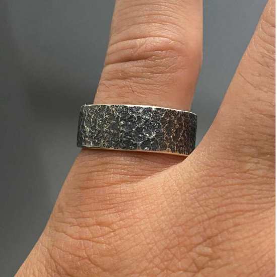 龍頭 菊紋 岩石丸鎚目 リング 幅8mm 14〜27号 指輪 花 メンズ シルバー シルバーリング メンズリング シルバー950 男性 彼氏 伝統技法 ギフト 人気_8